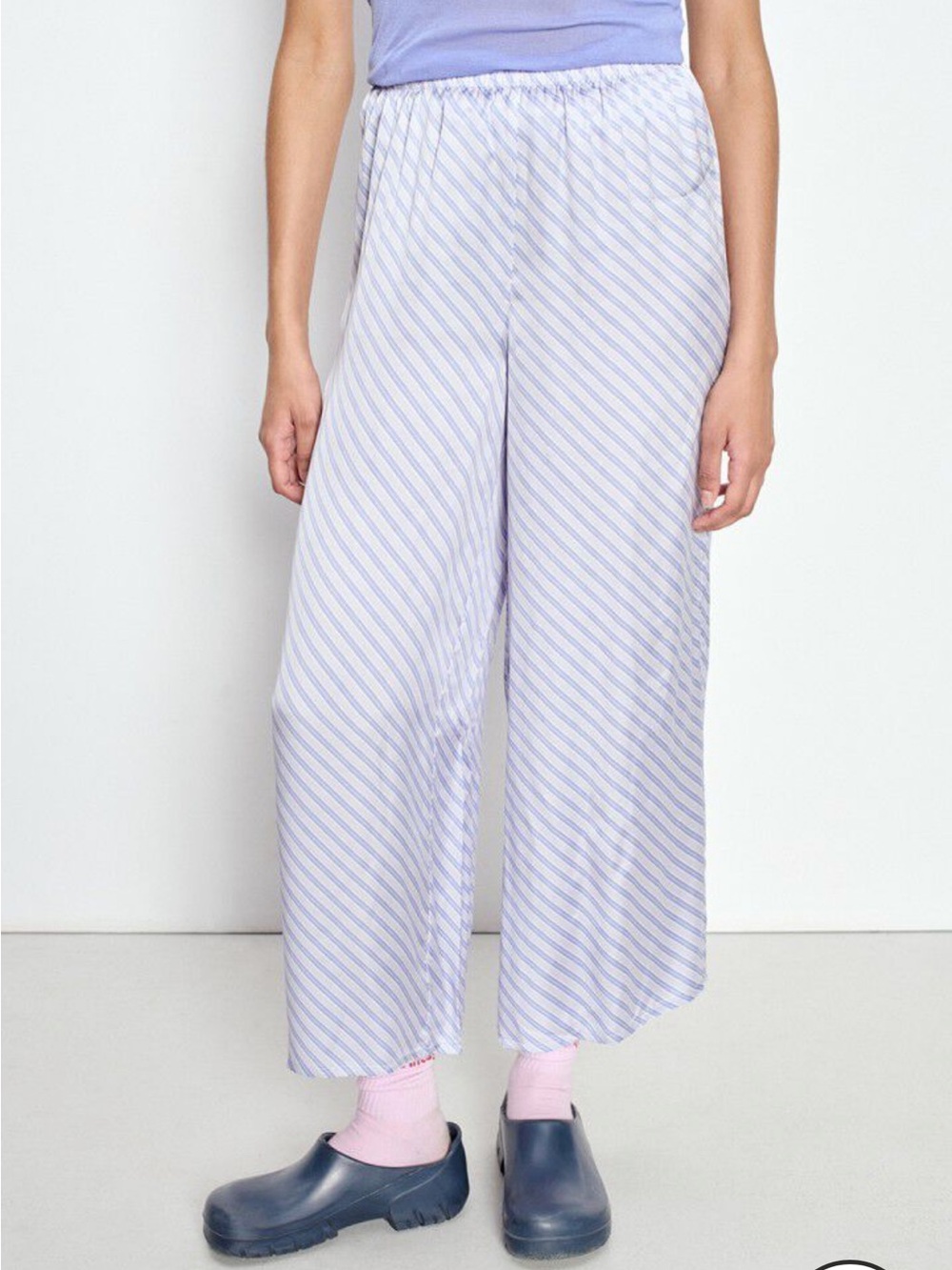 American vintage striped pull on silky trouser pants